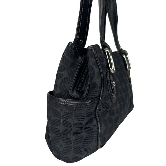 Fossil Purse Black Jacquard Classic Leather Fabric Shoulder Bag Womens - Picture 3 of 5